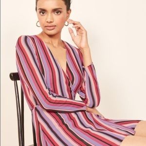 Reformation Striped Wrap Dress NWOT